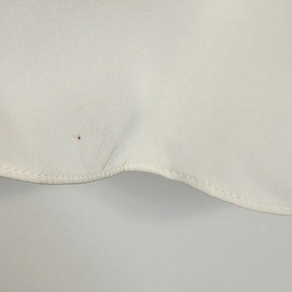 Theory Silk Off The Shoulder Smocked 3/4 Sleeve White Ivory Blouse Size M - Picture 12 of 13